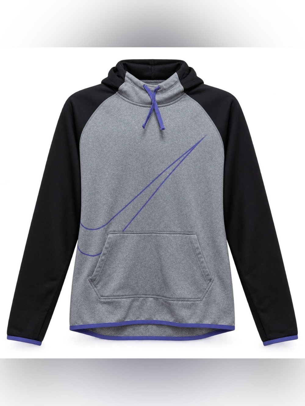 Nike Dri-FIT Women’s M Gray Black Purple Big Swoosh Pullover Hoodie